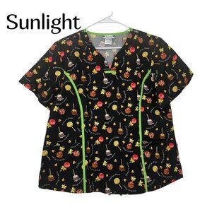 Halloween-Themed Womens Scrub Top SZ X-Large By Best Medical Wear Cotton Blend